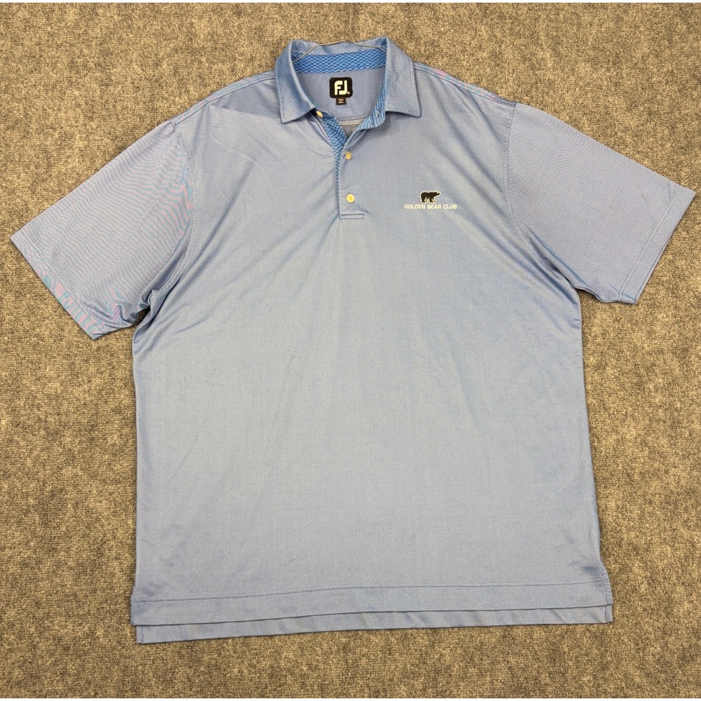 FootJoy Mens Golden Bear Club Golf Polo Shirt XXL Blue Short Sleeve FJ Logo